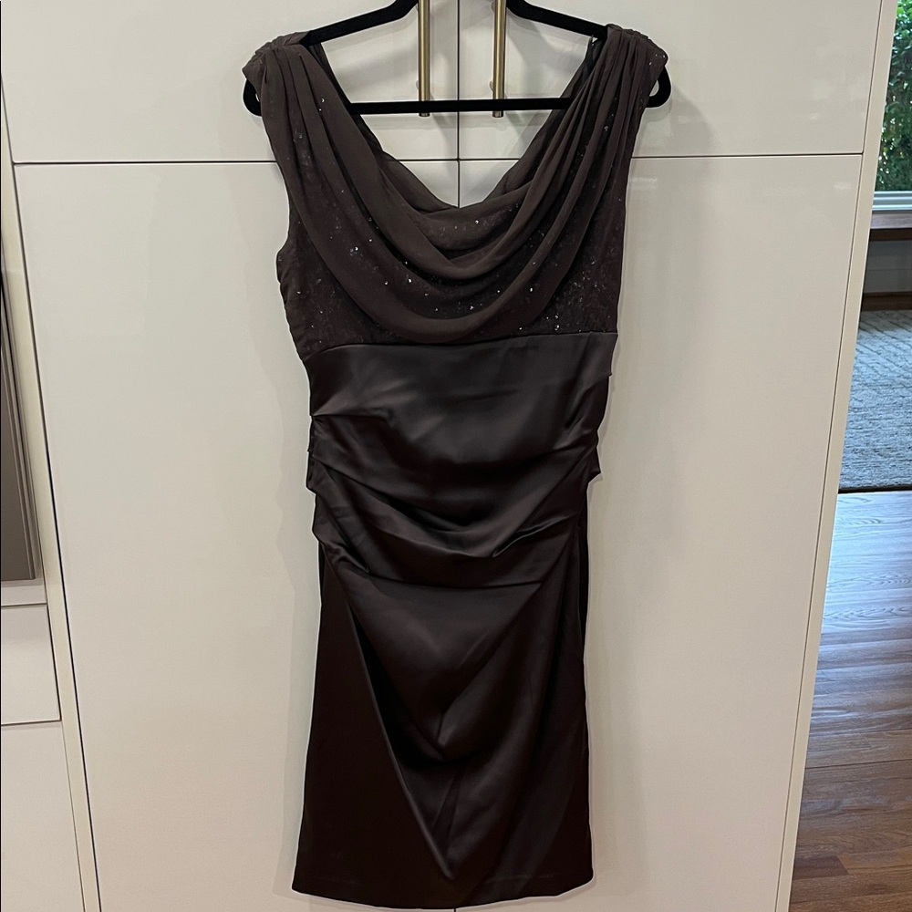 NWT Suzi Chin Chocolate Brown Party Dress, Size 10